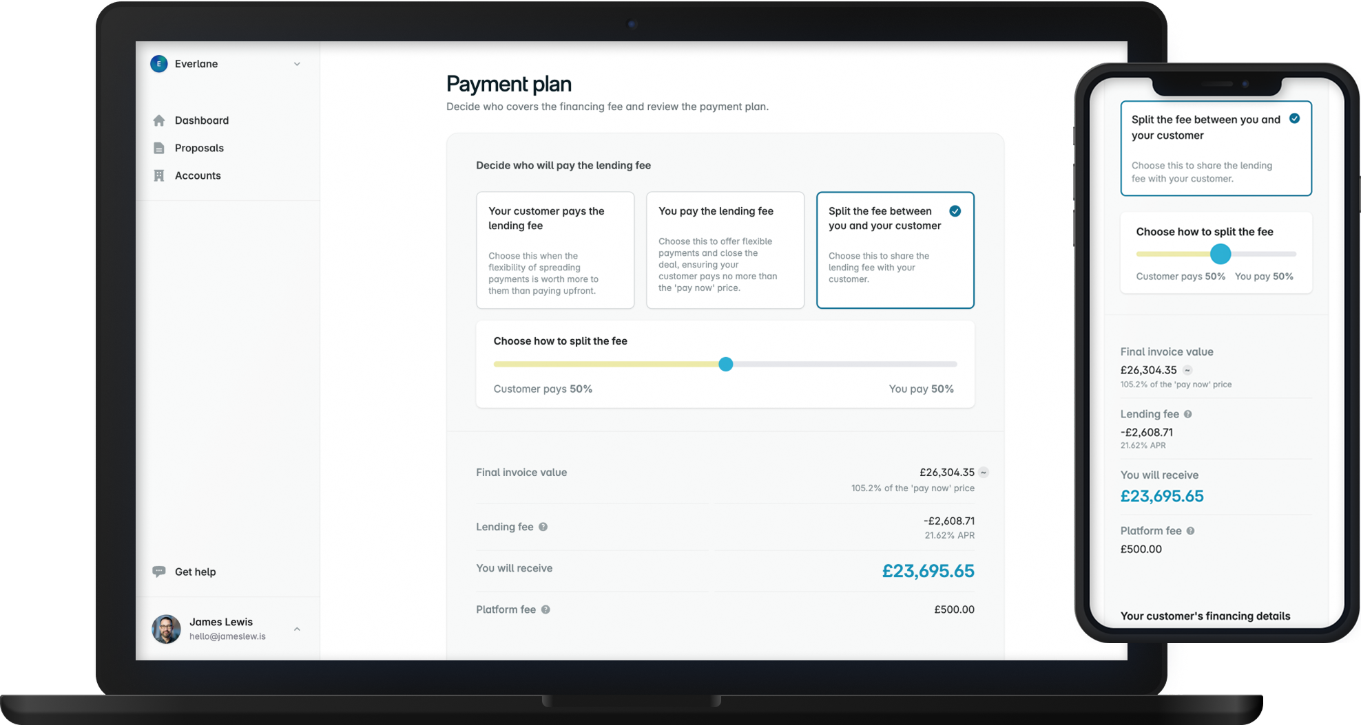A Macbook and an iPhone side-by-side.